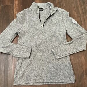 Golfino Grey Tencel Wool Blend Quarter Zip Pullover Golf Sweater Grey Small